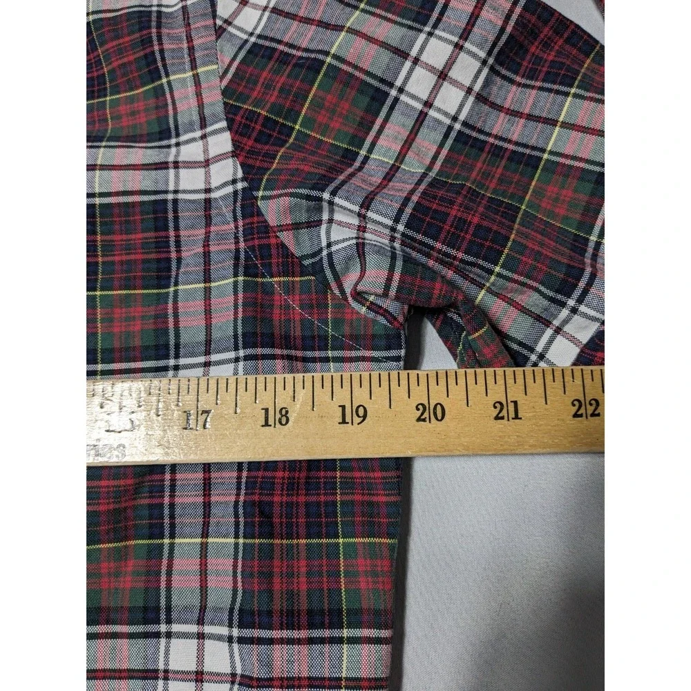 POLO RALPH LAUREN Men Small Red Blue Green Plaid Cotton Button-Up Shirt EUC‎